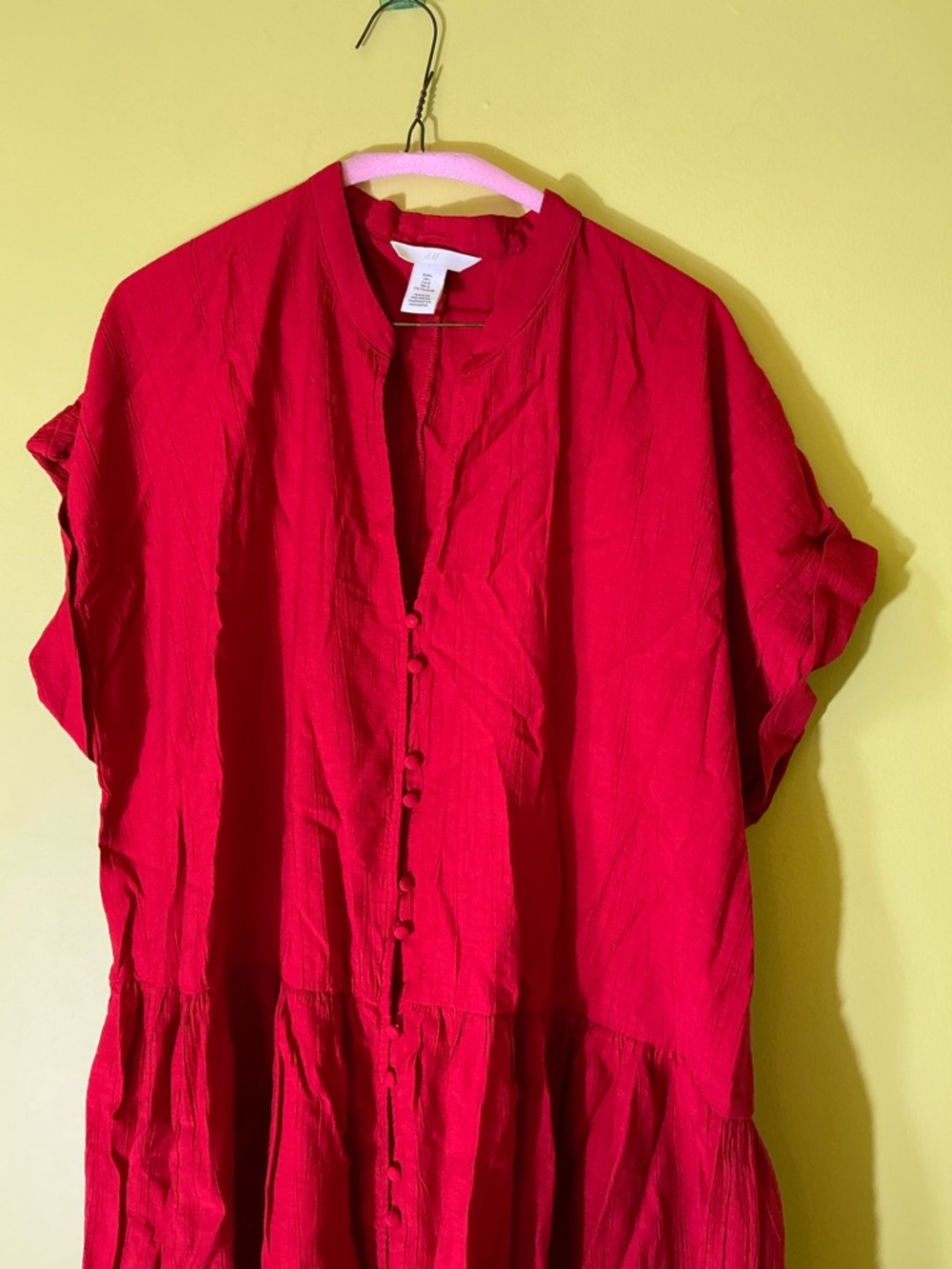 H&M Red Button-Front Casual Dress - Picture 2 of 7
